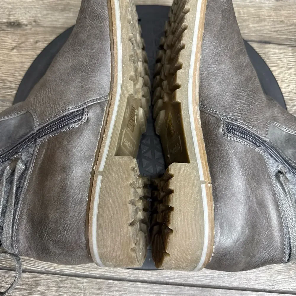 Patrizia By Spring Step Boots Womens Sz 10.5 Nainsi Zip Buckle Biker Boot Brown